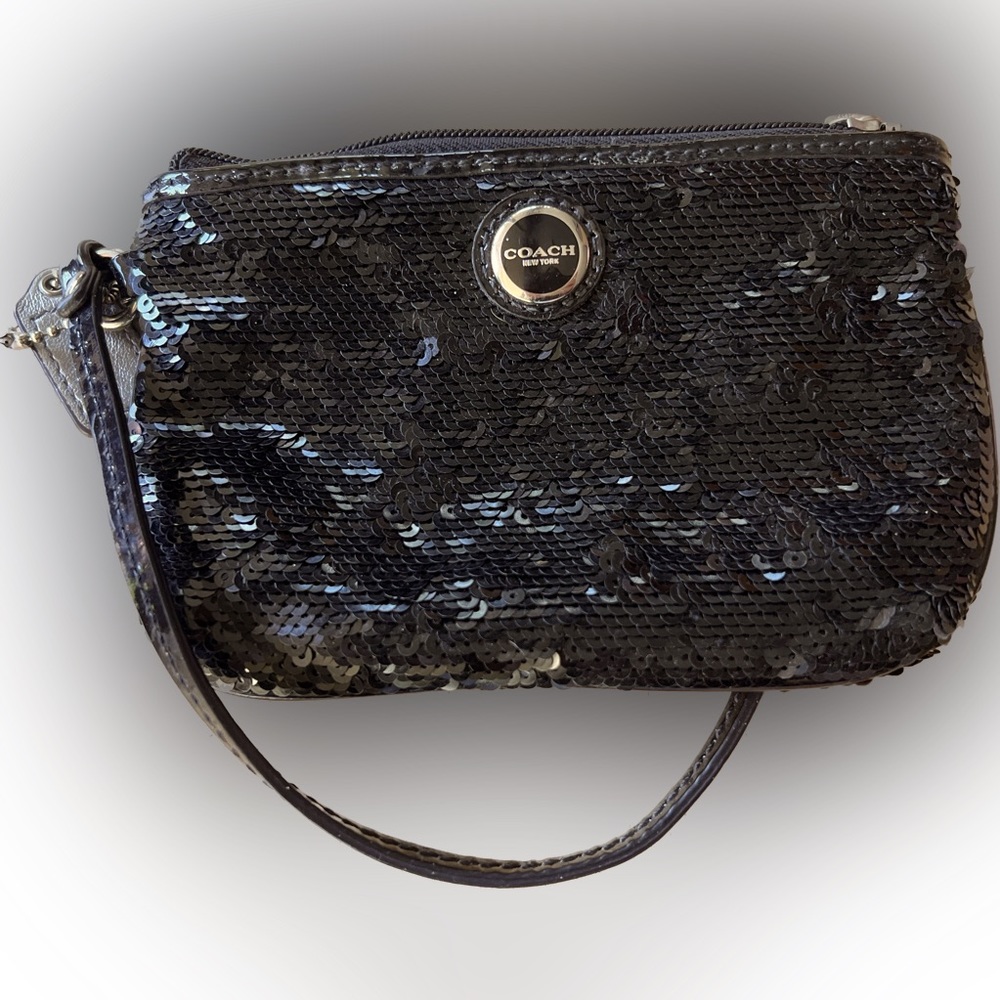 Coach black sequin wristlet
